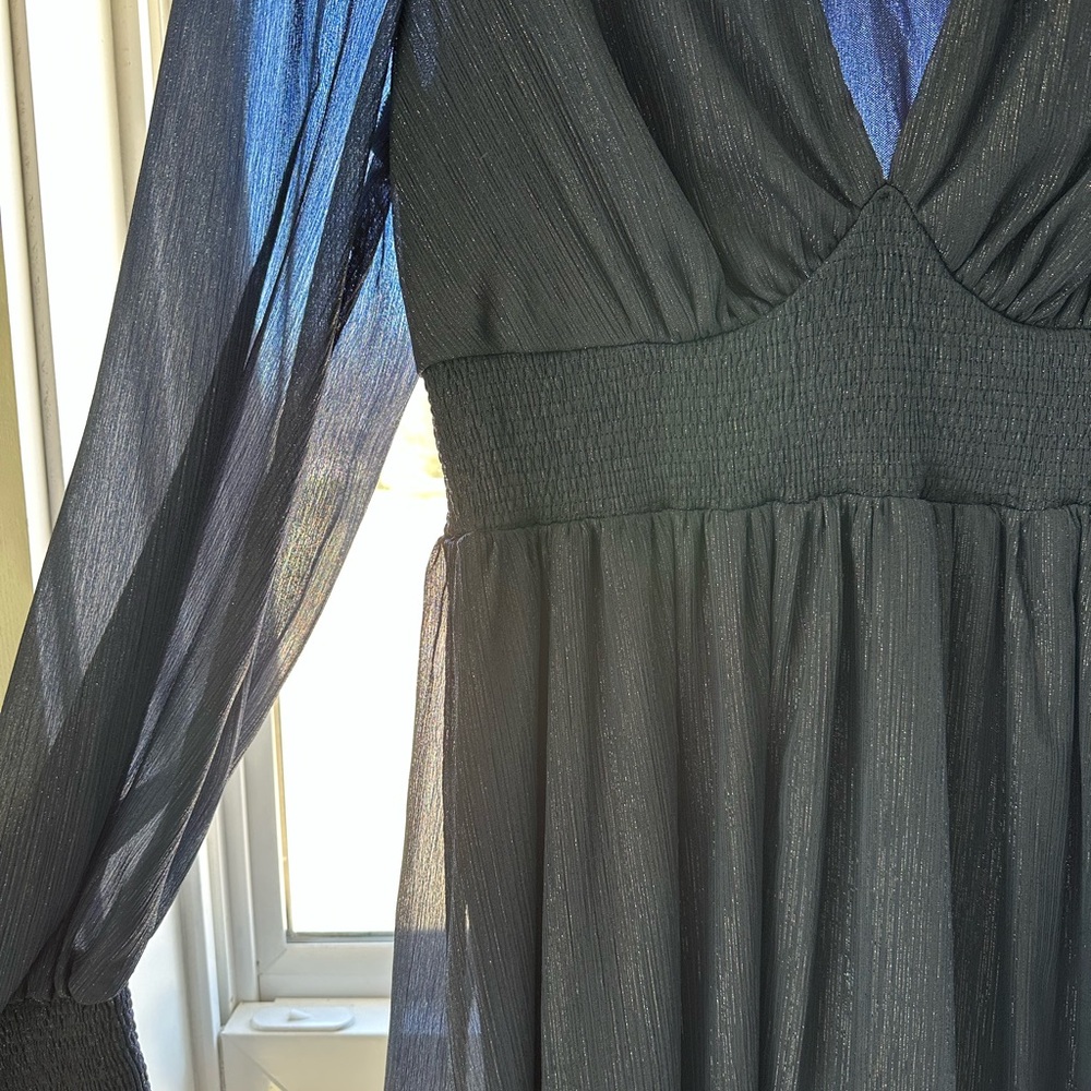 Baltic Born Blue Silver Gown with Bishop Sleeves